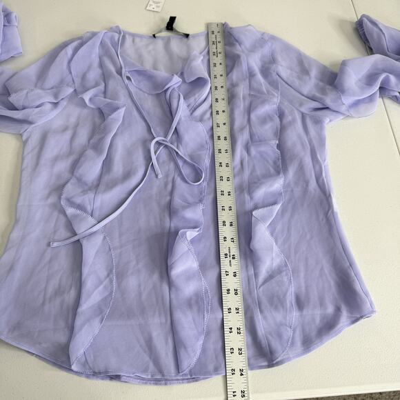 White House Black Market Blouse Womens Small Purple Ruffle Fairy Whimsy Boho Top - Picture 12 of 16